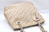 Authentic Christian Dior Trotter Romantic Tote Bag PVC Leather Beige 0206I