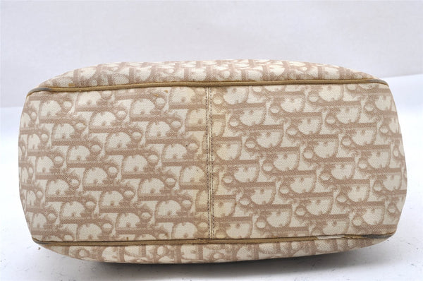 Authentic Christian Dior Trotter Romantic Tote Bag PVC Leather Beige 0206I