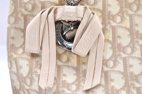 Authentic Christian Dior Trotter Romantic Tote Bag PVC Leather Beige 0206I