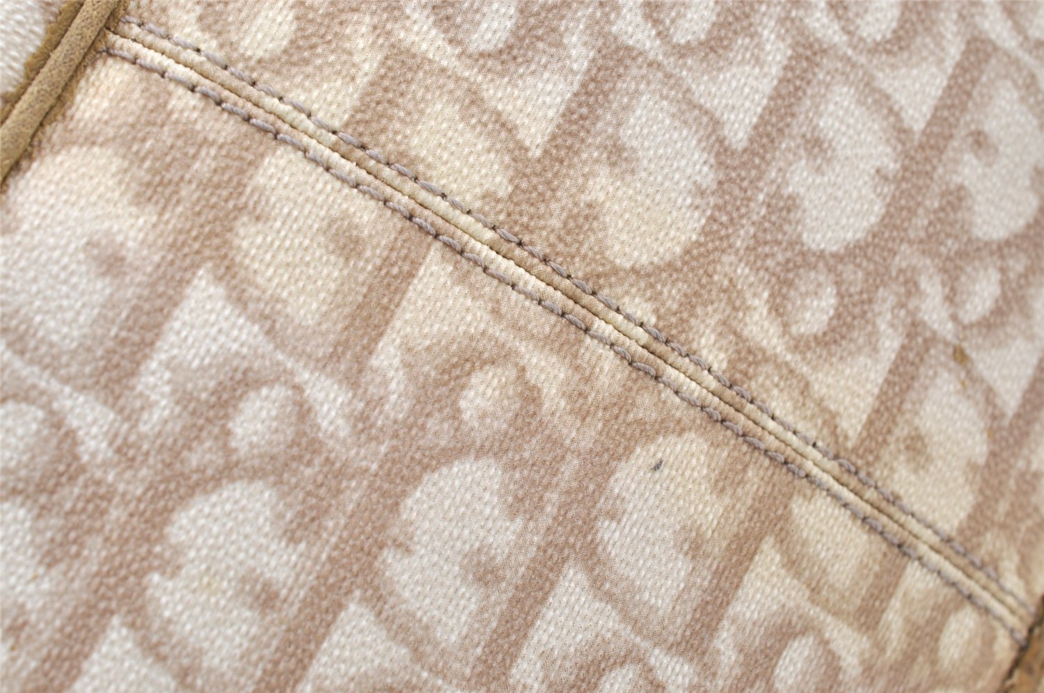 Authentic Christian Dior Trotter Romantic Tote Bag PVC Leather Beige 0206I