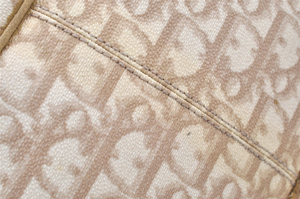 Authentic Christian Dior Trotter Romantic Tote Bag PVC Leather Beige 0206I