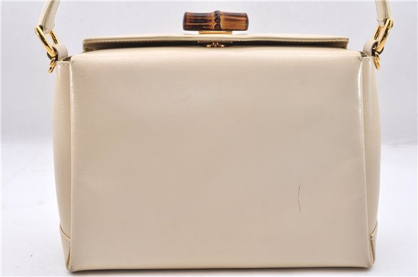 Authentic GUCCI Vintage Bamboo 2Way Shoulder Hand Bag Purse Leather Ivory 0207F