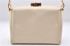 Authentic GUCCI Vintage Bamboo 2Way Shoulder Hand Bag Purse Leather Ivory 0207F