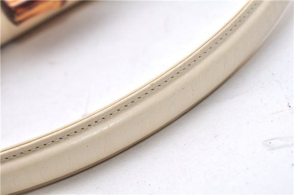 Authentic GUCCI Vintage Bamboo 2Way Shoulder Hand Bag Purse Leather Ivory 0207F