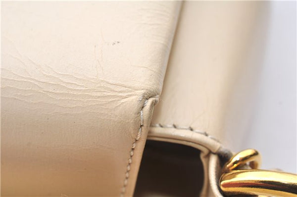 Authentic GUCCI Vintage Bamboo 2Way Shoulder Hand Bag Purse Leather Ivory 0207F