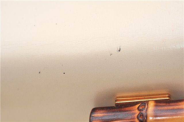 Authentic GUCCI Vintage Bamboo 2Way Shoulder Hand Bag Purse Leather Ivory 0207F