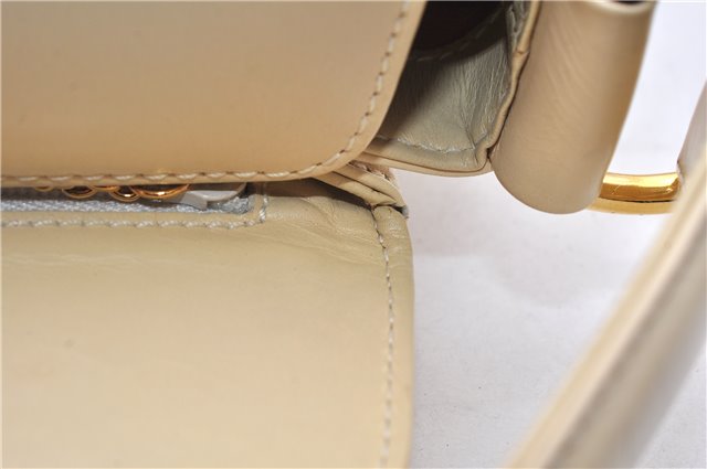 Authentic GUCCI Vintage Bamboo 2Way Shoulder Hand Bag Purse Leather Ivory 0207F