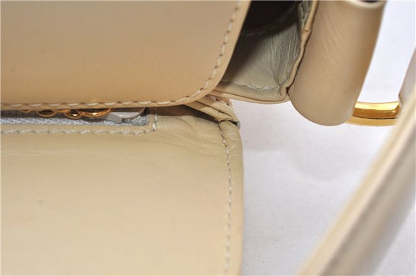 Authentic GUCCI Vintage Bamboo 2Way Shoulder Hand Bag Purse Leather Ivory 0207F