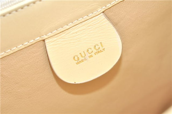 Authentic GUCCI Vintage Bamboo 2Way Shoulder Hand Bag Purse Leather Ivory 0207F