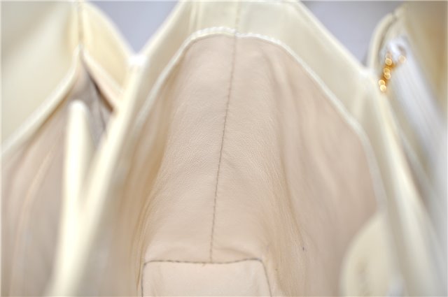 Authentic GUCCI Vintage Bamboo 2Way Shoulder Hand Bag Purse Leather Ivory 0207F