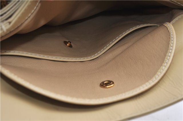 Authentic GUCCI Vintage Bamboo 2Way Shoulder Hand Bag Purse Leather Ivory 0207F