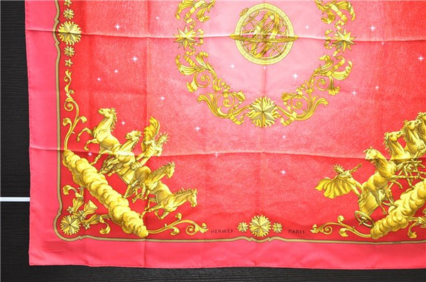 Authentic HERMES Carre 90 Scarf "cosmos" Silk Red 0208D