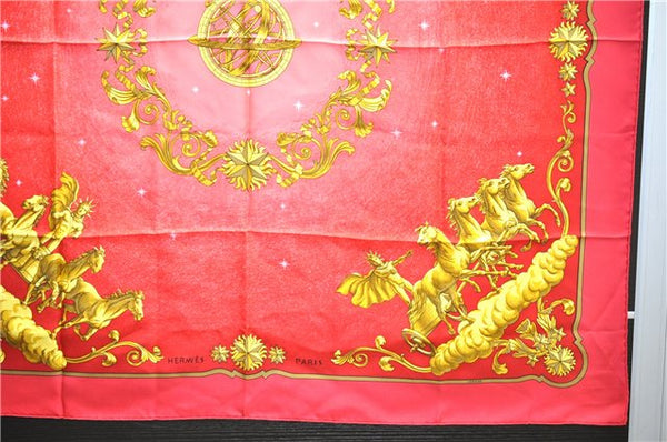 Authentic HERMES Carre 90 Scarf "cosmos" Silk Red 0208D