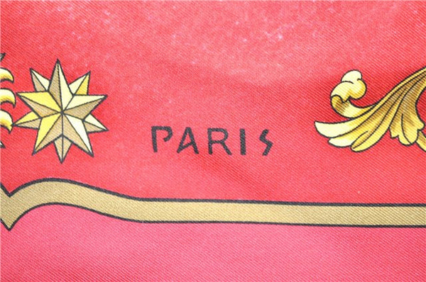 Authentic HERMES Carre 90 Scarf "cosmos" Silk Red 0208D