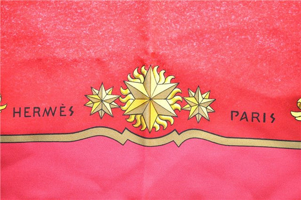 Authentic HERMES Carre 90 Scarf "cosmos" Silk Red 0208D