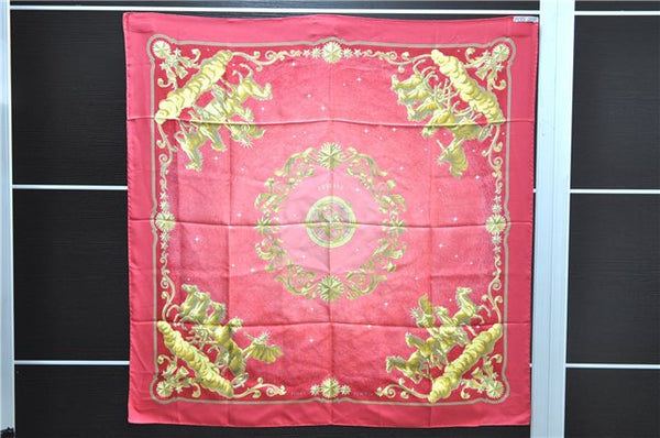 Authentic HERMES Carre 90 Scarf "cosmos" Silk Red 0208D