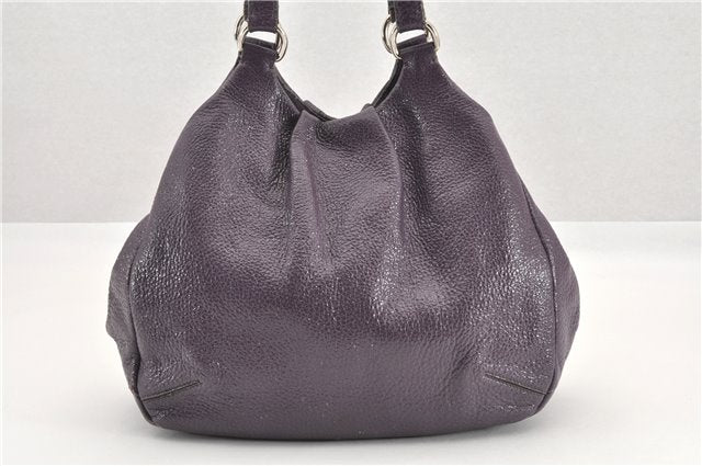 Authentic PRADA CERVO LUX Leather Nappa Shoulder Tote Bag BR3940 Purple 0208G