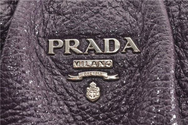 Authentic PRADA CERVO LUX Leather Nappa Shoulder Tote Bag BR3940 Purple 0208G