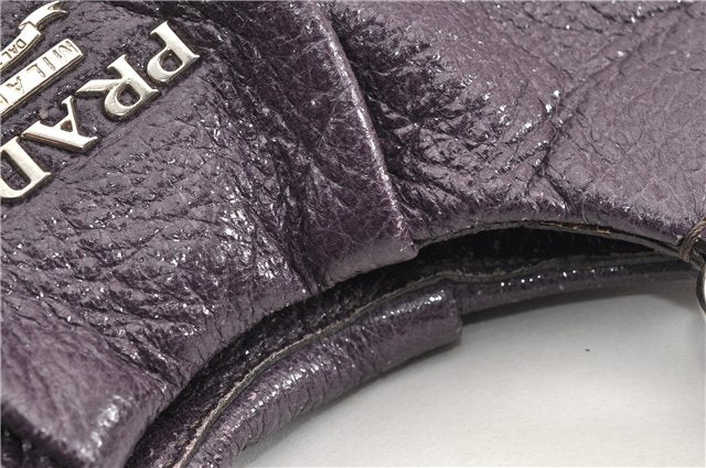 Authentic PRADA CERVO LUX Leather Nappa Shoulder Tote Bag BR3940 Purple 0208G
