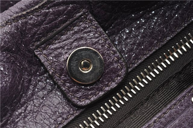 Authentic PRADA CERVO LUX Leather Nappa Shoulder Tote Bag BR3940 Purple 0208G