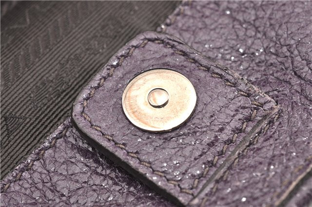 Authentic PRADA CERVO LUX Leather Nappa Shoulder Tote Bag BR3940 Purple 0208G