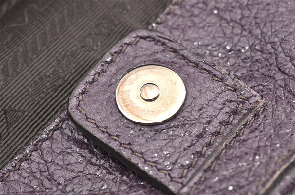 Authentic PRADA CERVO LUX Leather Nappa Shoulder Tote Bag BR3940 Purple 0208G
