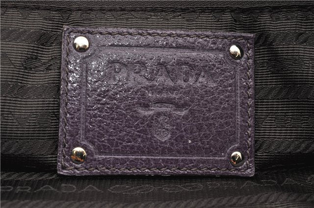 Authentic PRADA CERVO LUX Leather Nappa Shoulder Tote Bag BR3940 Purple 0208G