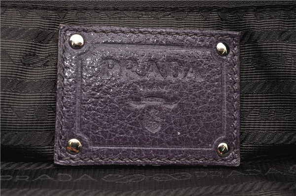 Authentic PRADA CERVO LUX Leather Nappa Shoulder Tote Bag BR3940 Purple 0208G