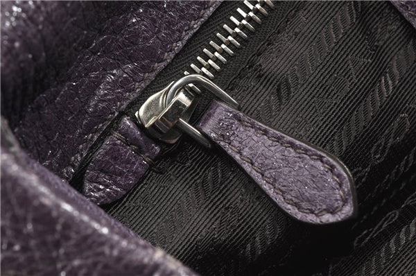 Authentic PRADA CERVO LUX Leather Nappa Shoulder Tote Bag BR3940 Purple 0208G