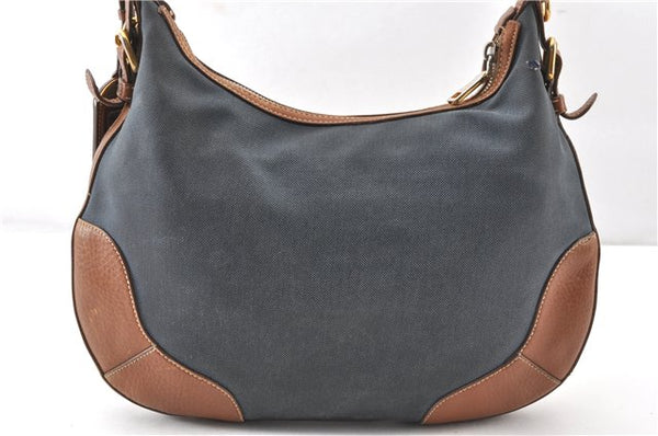Authentic PRADA Denim Jacquard Denim Leather Shoulder Bag BR4622 Navy 0209G