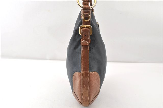 Authentic PRADA Denim Jacquard Denim Leather Shoulder Bag BR4622 Navy 0209G