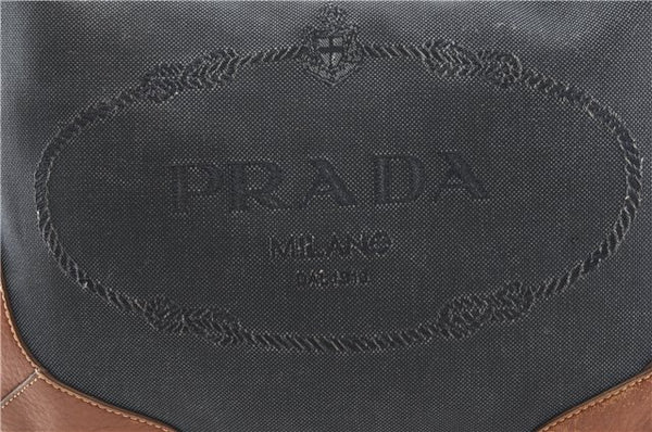 Authentic PRADA Denim Jacquard Denim Leather Shoulder Bag BR4622 Navy 0209G