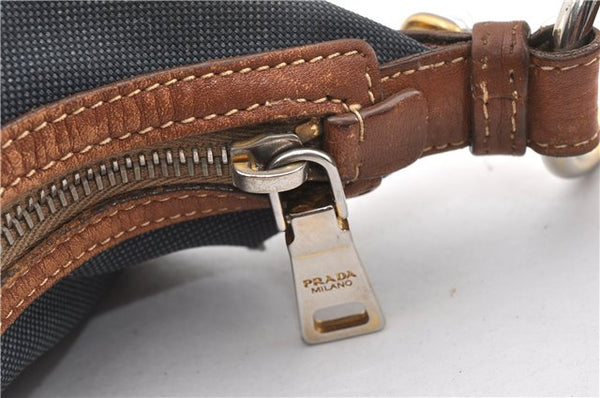 Authentic PRADA Denim Jacquard Denim Leather Shoulder Bag BR4622 Navy 0209G