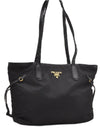Authentic PRADA Vintage Nylon Tessuto Leather Shoulder Hand Tote Bag Black 0210G