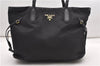 Authentic PRADA Vintage Nylon Tessuto Leather Shoulder Hand Tote Bag Black 0210G