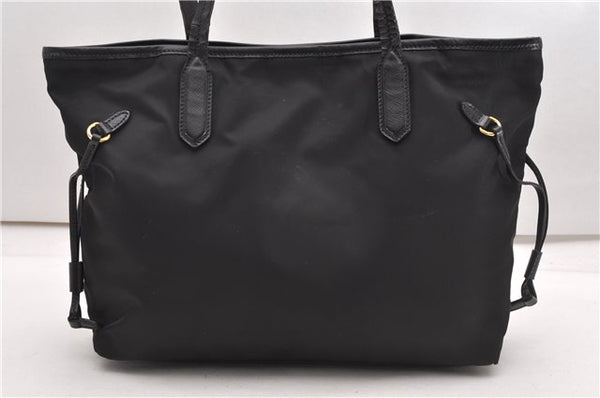 Authentic PRADA Vintage Nylon Tessuto Leather Shoulder Hand Tote Bag Black 0210G