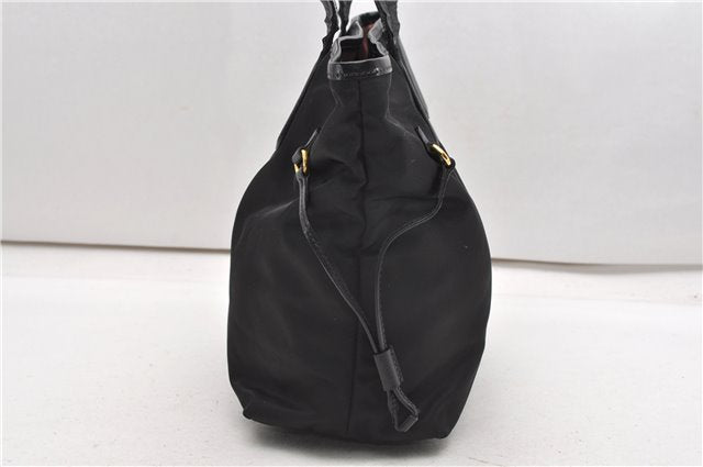 Authentic PRADA Vintage Nylon Tessuto Leather Shoulder Hand Tote Bag Black 0210G