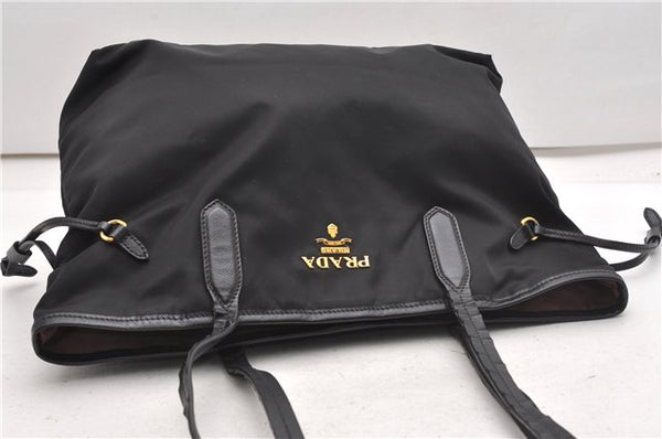 Authentic PRADA Vintage Nylon Tessuto Leather Shoulder Hand Tote Bag Black 0210G