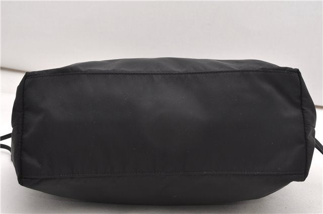 Authentic PRADA Vintage Nylon Tessuto Leather Shoulder Hand Tote Bag Black 0210G
