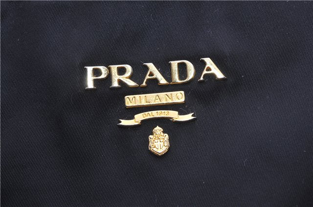 Authentic PRADA Vintage Nylon Tessuto Leather Shoulder Hand Tote Bag Black 0210G