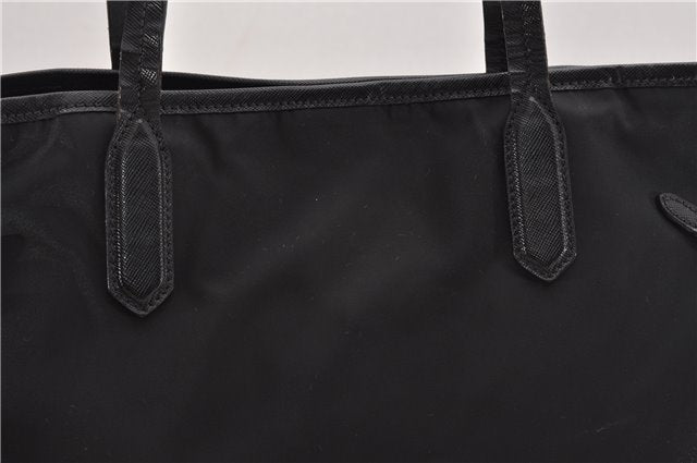 Authentic PRADA Vintage Nylon Tessuto Leather Shoulder Hand Tote Bag Black 0210G