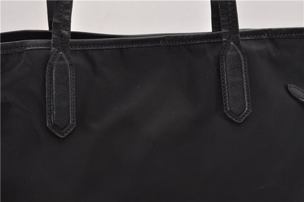 Authentic PRADA Vintage Nylon Tessuto Leather Shoulder Hand Tote Bag Black 0210G