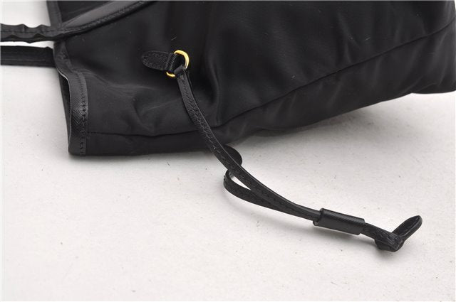 Authentic PRADA Vintage Nylon Tessuto Leather Shoulder Hand Tote Bag Black 0210G