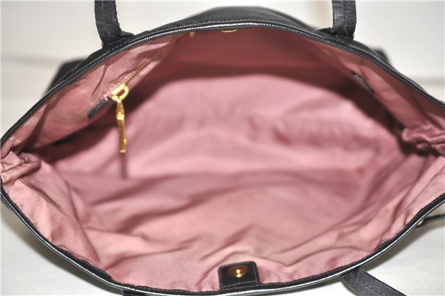 Authentic PRADA Vintage Nylon Tessuto Leather Shoulder Hand Tote Bag Black 0210G