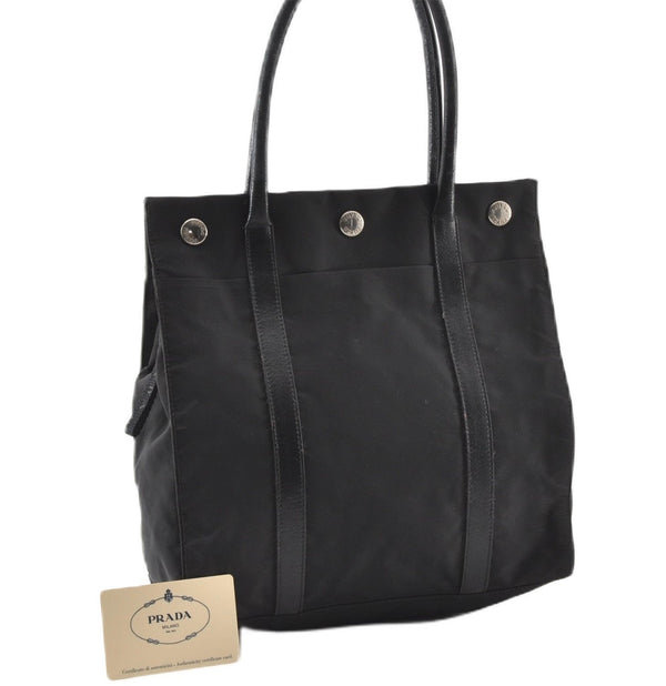 Authentic PRADA TESSUTO TREND Nylon Leather Shoulder Tote Bag B9872 Black 0211G