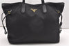 Authentic PRADA TESSUTO SAFFIANO Nylon Leather Tote Bag BR4001 Black 0212G