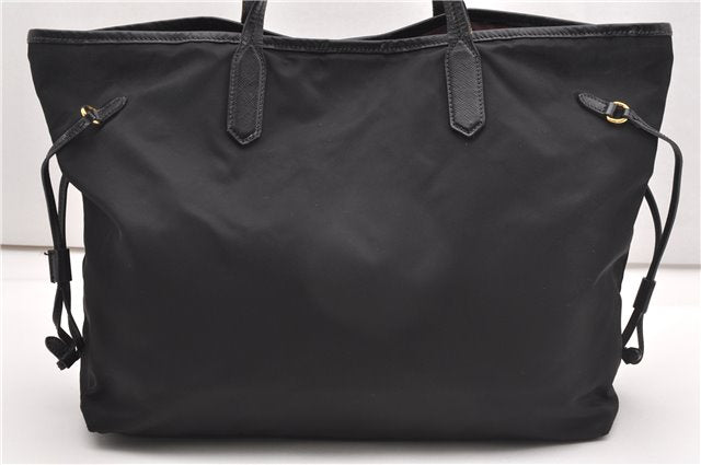 Authentic PRADA TESSUTO SAFFIANO Nylon Leather Tote Bag BR4001 Black 0212G
