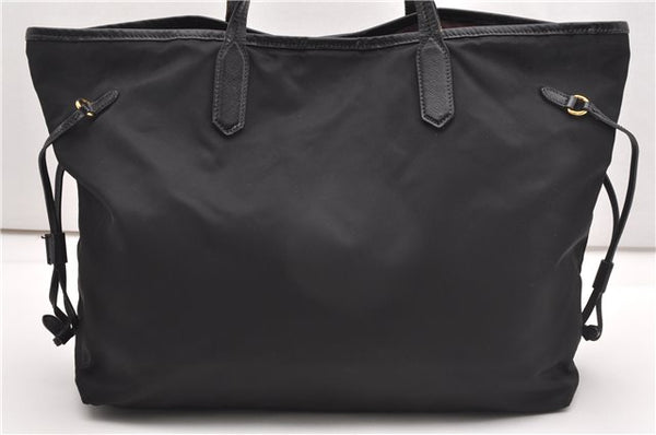 Authentic PRADA TESSUTO SAFFIANO Nylon Leather Tote Bag BR4001 Black 0212G