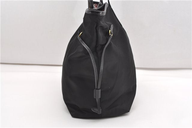 Authentic PRADA TESSUTO SAFFIANO Nylon Leather Tote Bag BR4001 Black 0212G