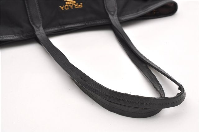Authentic PRADA TESSUTO SAFFIANO Nylon Leather Tote Bag BR4001 Black 0212G